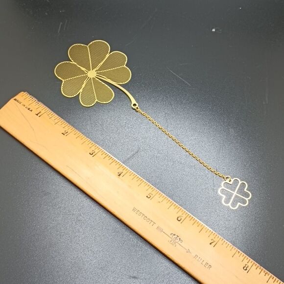 Four leaf clover shamrock mesh metal bookmark - Picture 2 of 3